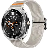 Strap-it Elastisch nylon bandje met klemsluiting geschikt voor Samsung Galaxy Watch 9 (40/44mm) / Watch 8 (40/44mm) / 8 Classic (46mm) - sterrenlicht / starlight