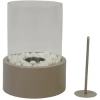 House Vitamin Table burner round metal/glass taupe 21x21x28cm