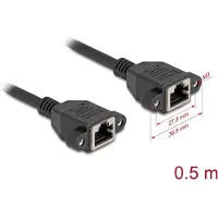 DeLOCK Network Extension Cable S/FTP RJ45 jack to RJ45 jack Cat.6A flat design 0.5 m black