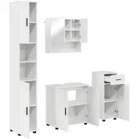 vidaXL Badkamerkastset, 4 stuks, hoogglanzend wit, 61 x 35 x 64 cm