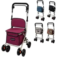 Mobiclinic Coliseo - Boodschappentrolley - Rollator - Met zitje - Shopper rollator - Inklapbare rollator - 4 wielen - Gepolsterde zitting - Boodschappen rollator - Met Remsysteem - Fuchsia