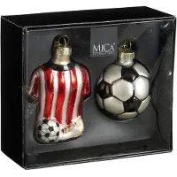 Mica Decorations Voetbal kerst ornament | | Set van 2 (Glas)