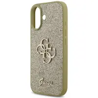 GUESS 4G Metal Logo Glitter Backcover voor de Apple iPhone 17 - Goud