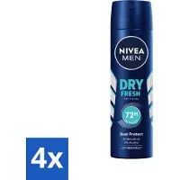 Nivea 4 x Men Deodorant Spray Dry Fresh 150 ml - Deodorant Spray - Anti-transpirant - 48 Uur Bescherming - Droogheid - Frisheid