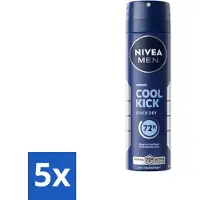 Nivea 5 x Men Deodorant Spray Cool Kick 150 ml - Anti-transpirant - Zweetvermindering - Frisheid - Koele Geur - 48 Uur Bescherming