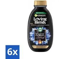 Garnier 6 x Loving Blends Magnetic Charcoal Shampoo 300 ml - Shampoo Voor Vette Hoofdhuid - Shampoo Voor Droge Haar - Zuivering Hoofdhuid - Hydraat Haar - Charcoal Shampoo