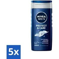 Nivea 5 x Men Douchegel Protect & Care 250 ml - Douchegel Voor Mannen - Aloë Vera Douchegel - Hydraatende Douchegel - Verzorging Lichaam En Haar - PH-huidneutraal