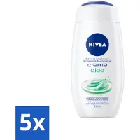 Nivea 5 x Douchecrème Aloë 250 ml - Douchegel Aloe Vera - Aloe Vera Douche - Aloe Vera Crème - Aloe Vera Voor Huid - Aloe Vera Hydratie