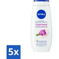 Nivea 5 x Douchecrème Cashmere & Cotton Seed Oil 250 ml - Douchegel Cashmere - Beschermende Douchegel - Cashmere Geur - Huid Verzorgen - Huid Hydrateren