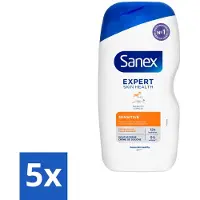 Sanex 5 x Douchegel Expert Skin Health Sensitive 400 ml - Gevoelige Huid - Douchegel - Huidverzorging - Milde Reiniging - Whey Proteïne