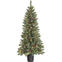 Black Box Kunstkerstboom Creston Besneeuwd Dennenappels In Pot Met 60 Lampjes Warm Wit D 60 H 120 Cm
