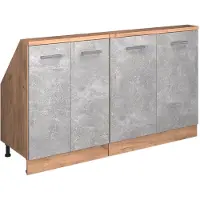 Vicco R-Line Keukenkast voor schuine wand – 140 cm Set van 2 Beton/gouden eik