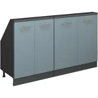 Vicco R-Line Keukenkast voor schuine wand – 140 cm Set van 2 Blauw-grijs/antraciet