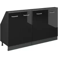 Vicco R-Line Keukenkast voor schuine wand – 140 cm Set van 2 Hoogglans zwart/antraciet