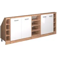 Vicco R-Line Keukenkast voor schuine wand – 210 cm Set van 5 Wit hoogglans/goud power eiken