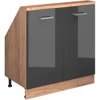 Vicco R-Line Keukenkast voor schuine wand – 80 cm met 2 deuren Antraciet hoogglans/goud eiken