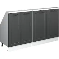 Vicco R-Line Keukenkast voor schuine wand – 140 cm Set van 2 Antraciet landhuis/wit