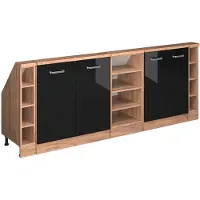 Vicco R-Line Keukenkast voor schuine wand – 210 cm Set van 5 Eiken hoogglans zwart/goud