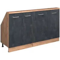 Vicco R-Line Keukenkast voor schuine wand – 140 cm Set van 2 Zwart beton/goud eiken