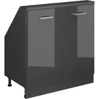 Vicco R-Line Keukenkast voor schuine wand – 80 cm met 2 deuren Antraciet hoogglans/antraciet