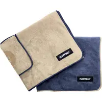 FLUFFINO Hondenhanddoek microvezel - 2-pack - 120 x 70 cm - Beige & Blauw
