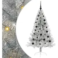vidaXL Kunststof Voorverlichte Kerstboom met 150 LED Zilver 150 cm PET