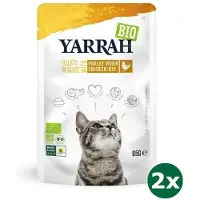 Yarrah cat biologische filets met kip in saus kattenvoer 2x 14x85 gr