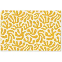 MuchoWow Deurmat 90x60 cm - Droogloopmat Koraal - Wit - Geel - Patroon - Zomer - Mat voor binnen - Schoonloopmat - Deurmatten met print - Inloopmat