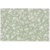 MuchoWow Deurmat 60x40 cm - Droogloopmat Bloemen - Print - Groen - Wit - Mat voor binnen - Schoonloopmat - Deurmatten met print - Inloopmat