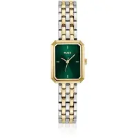 HUGO Rechthoekig tweekleurig horloge met groene wijzerplaat