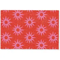MuchoWow Deurmat 60x40 cm - Droogloopmat Zonnen - Rood - Roze - Patroon - Zomer - Mat voor binnen - Schoonloopmat - Deurmatten met print - Inloopmat