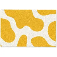 MuchoWow Deurmat 90x60 cm - Droogloopmat Vlekken patroon - Wit - Geel - Minimalistisch - Mat voor binnen - Schoonloopmat - Deurmatten met print - Inloopmat