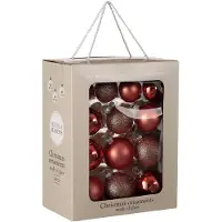 Mica Decorations Kerstballen glas donkerrood - 26 stuks (ø7 cm)