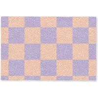 MuchoWow Deurmat 60x40 cm - Droogloopmat Schaakbord patroon - Paars - Roze - Blokjes - Mat voor binnen - Schoonloopmat - Deurmatten met print - Inloopmat