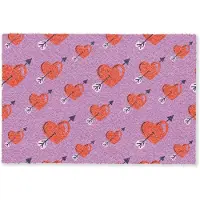 MuchoWow Deurmat 90x60 cm - Droogloopmat Hartjes - Rood - Paars - Print - Liefde - Mat voor binnen - Schoonloopmat - Deurmatten met print - Inloopmat