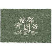 MuchoWow Deurmat 60x40 cm - Droogloopmat Palmbomen - Strand - Groen - Beige - Tropisch - Mat voor binnen - Schoonloopmat - Deurmatten met print - Inloopmat