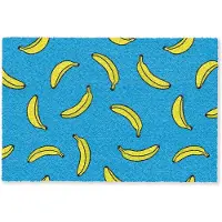 MuchoWow Deurmat 60x40 cm - Droogloopmat Bananen - Geel - Blauw - Print - Mat voor binnen - Schoonloopmat - Deurmatten met print - Inloopmat