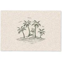 MuchoWow Deurmat 60x40 cm - Droogloopmat Palmbomen - Strand - Beige - Groen - Tropisch - Mat voor binnen - Schoonloopmat - Deurmatten met print - Inloopmat