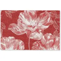 MuchoWow Deurmat 60x40 cm - Droogloopmat Bloemen - Patroon - Rood - Wit - Mat voor binnen - Schoonloopmat - Deurmatten met print - Inloopmat