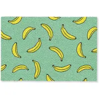 MuchoWow Deurmat 90x60 cm - Droogloopmat Bananen - Geel - Groen - Print - Mat voor binnen - Schoonloopmat - Deurmatten met print - Inloopmat
