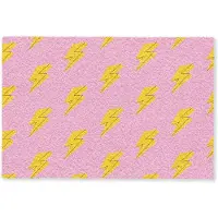 MuchoWow Deurmat 90x60 cm - Droogloopmat Bliksemschichten - Patroon - Geel - Roze - Mat voor binnen - Schoonloopmat - Deurmatten met print - Inloopmat