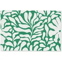 MuchoWow Deurmat 90x60 cm - Droogloopmat Bloemen patroon - Groen - Wit - Print - Mat voor binnen - Schoonloopmat - Deurmatten met print - Inloopmat