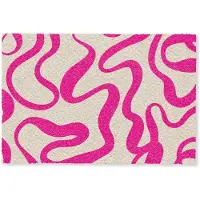 MuchoWow Deurmat 60x40 cm - Droogloopmat Lijnen - Roze - Beige - Abstract - Minimalistisch - Mat voor binnen - Schoonloopmat - Deurmatten met print - Inloopmat