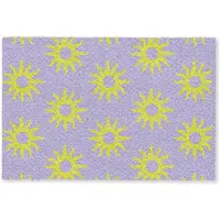 MuchoWow Deurmat 90x60 cm - Droogloopmat Zonnen patroon - Geel - Paars - Zomer - Mat voor binnen - Schoonloopmat - Deurmatten met print - Inloopmat