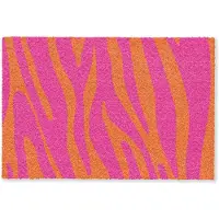 MuchoWow Deurmat 60x40 cm - Droogloopmat Zebraprint - Roze - Oranje - Dierenprint - Mat voor binnen - Schoonloopmat - Deurmatten met print - Inloopmat