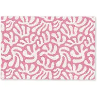 MuchoWow Deurmat 90x60 cm - Droogloopmat Koraal - Patroon - Roze - Wit - Minimalistisch - Mat voor binnen - Schoonloopmat - Deurmatten met print - Inloopmat