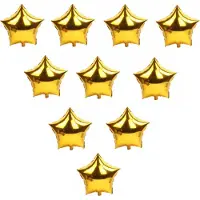 TGL Folie ballon ster goud 20 cm. 10 stuks. Sterren ballonnen.