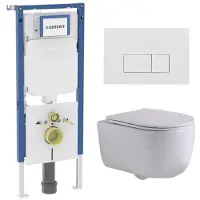 Geberit QeramiQ Dely Swirl Toiletset - 36.3x51.7cm - UP720 Duofix Sigma inbouwreservoir - slimzitting - glans witte bedieningsplaat - rechthoekige knoppen - wit glans