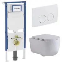 Geberit QeramiQ Dely Swirl Toiletset - 36.5x53cm - UP720 Duofix Sigma inbouwreservoir - slim zitting - witte Delta bedieningsplaat - ronde knoppen - mat wit SW730486/SW1237202/SW1000766/SW1026257