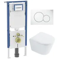 Geberit QeramiQ Dely Toiletset - UP720 inbouwreservoir - witte bedieningsplaat - softclose toilet zitting 35 mm - glans wit SW1026255 / SW1159505/SW1237202/0700518